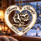 Personalized Couple Owl Ornament - Custom Names Forever and Always with Owl Couple Heart Car Ornament - Gift for Couples, Anniversary Gifts for Husband & Wife