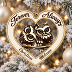 Personalized Couple Owl Ornament - Custom Names Forever and Always with Owl Couple Heart Car Ornament - Gift for Couples, Anniversary Gifts for Husband & Wife
