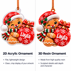 Personalized Name 12 Gingerbread Xmas Characters 2D Acrylic & 3D RESIN Ornament - Christmas Gifts