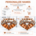 Personalized Names Brown Owl Couple Ornament - Owl Couple Heart Car Ornament - Anniversary Gifts for Couples, Husband & Wife