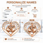 Couple Owl Heart Personalized Ornament - Custom Names God Blessed Heart with Owl Couple Heart Car Ornament - Gift for Couples, Anniversary Gifts for Husband & Wife, for Owl Lovers