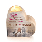 Old Couple And Dog God Blessed Personalized Candle Holder
