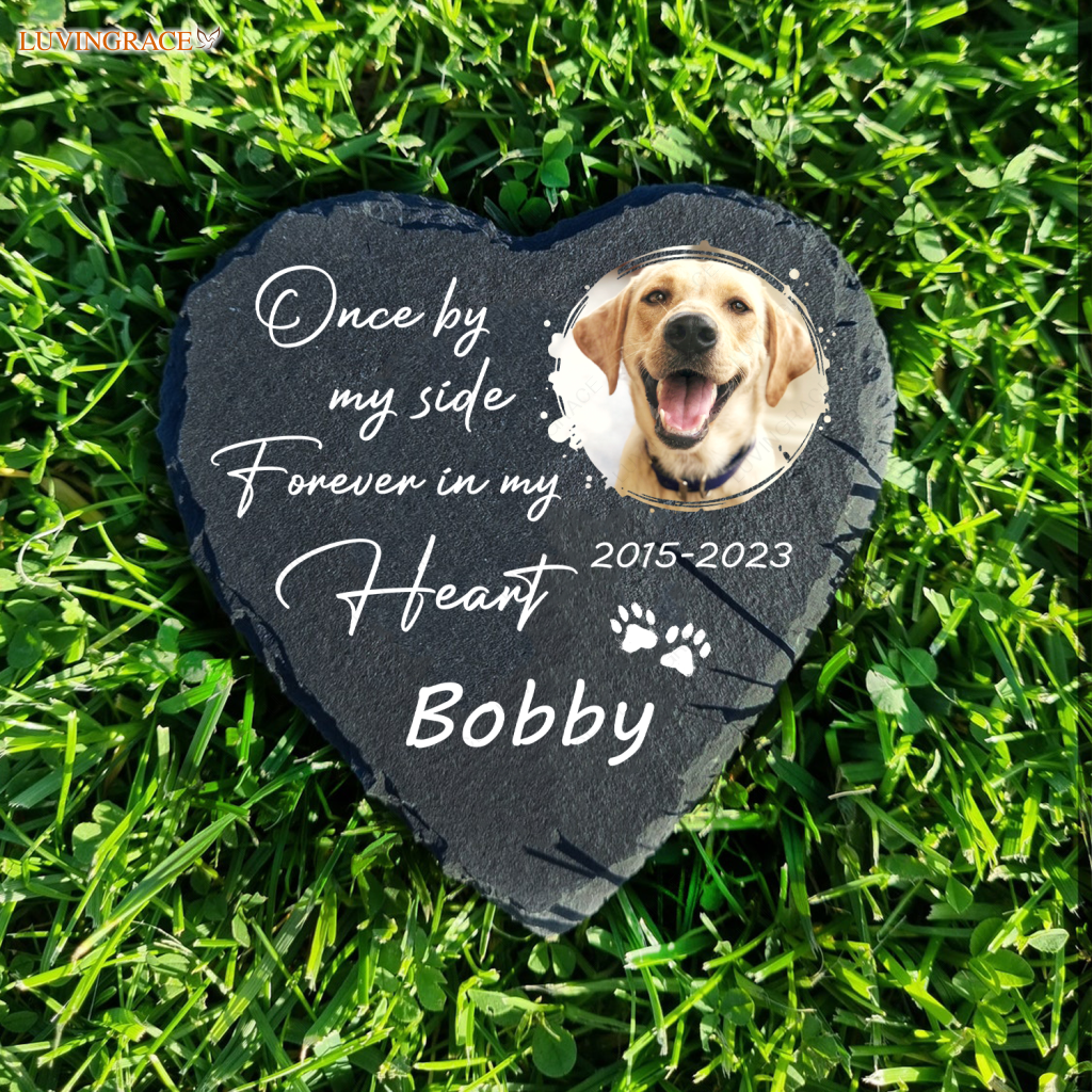 Once By My Side Dog Memorial Gifts Custom For Loss Of Stone Pet - Personalized Tomstone