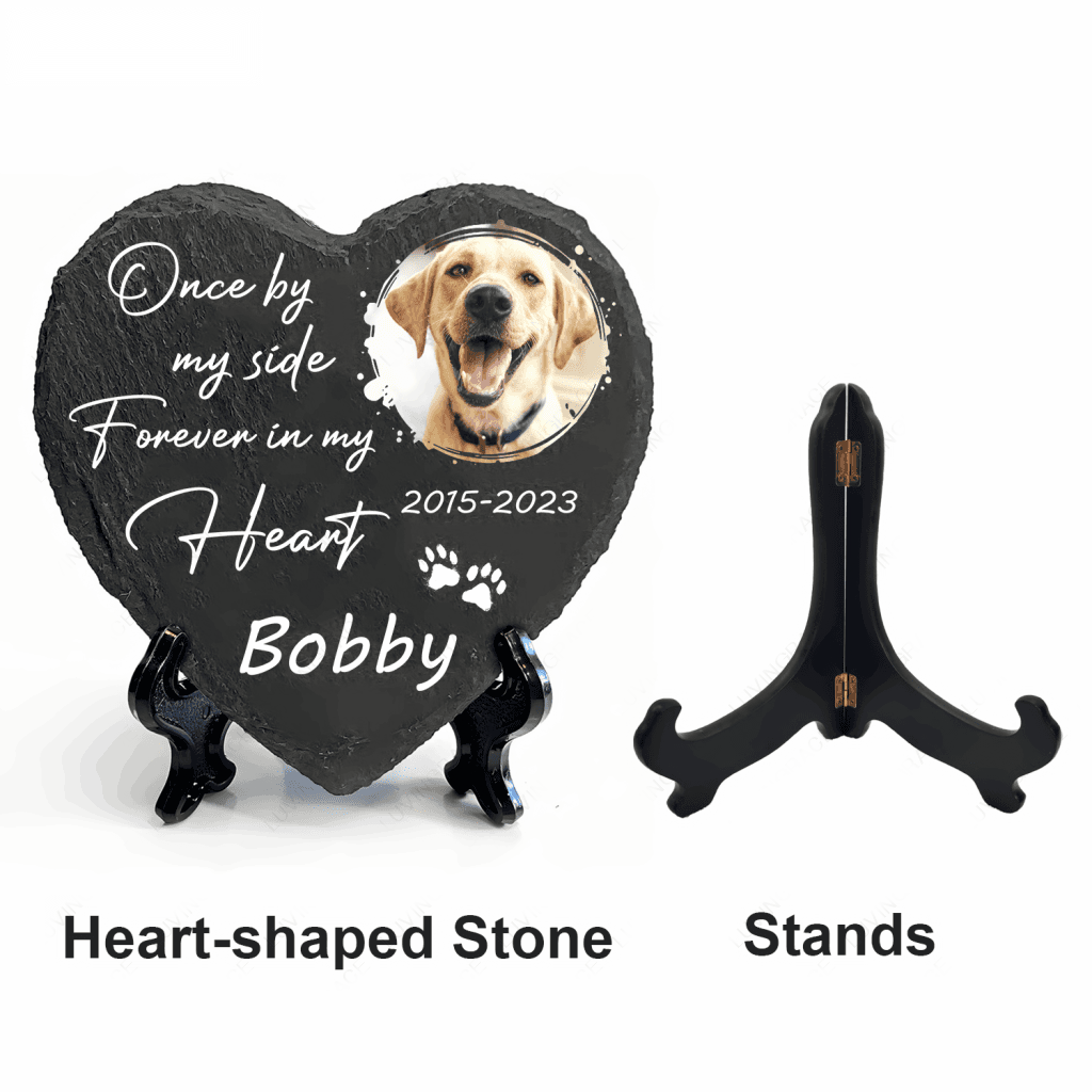 Once By My Side Dog Memorial Gifts Custom for Loss of Dog, Dog Memorial Stone, Pet Memorial Gifts - Personalized Custom Memorial Tomstone