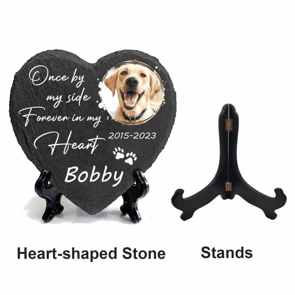 Once By My Side Dog Memorial Gifts Custom for Loss of Dog, Dog Memorial Stone, Pet Memorial Gifts - Personalized Custom Memorial Tomstone