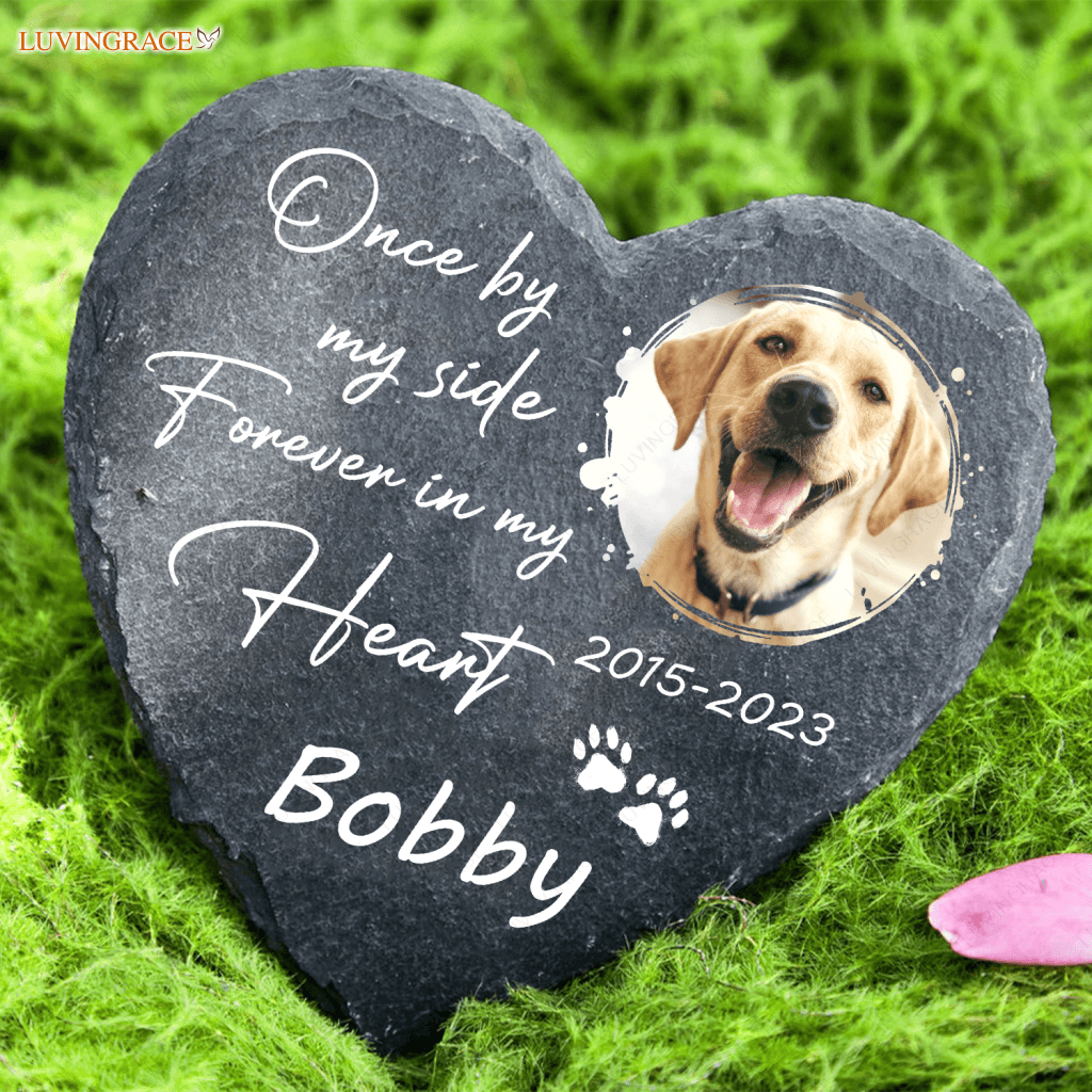 Once By My Side Dog Memorial Gifts Custom For Loss Of Stone Pet - Personalized Tomstone