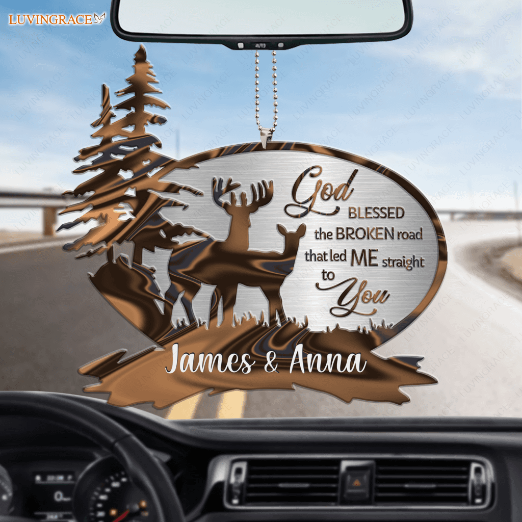 Outdoor Scene With Deers God Blessed Personalized Ornament