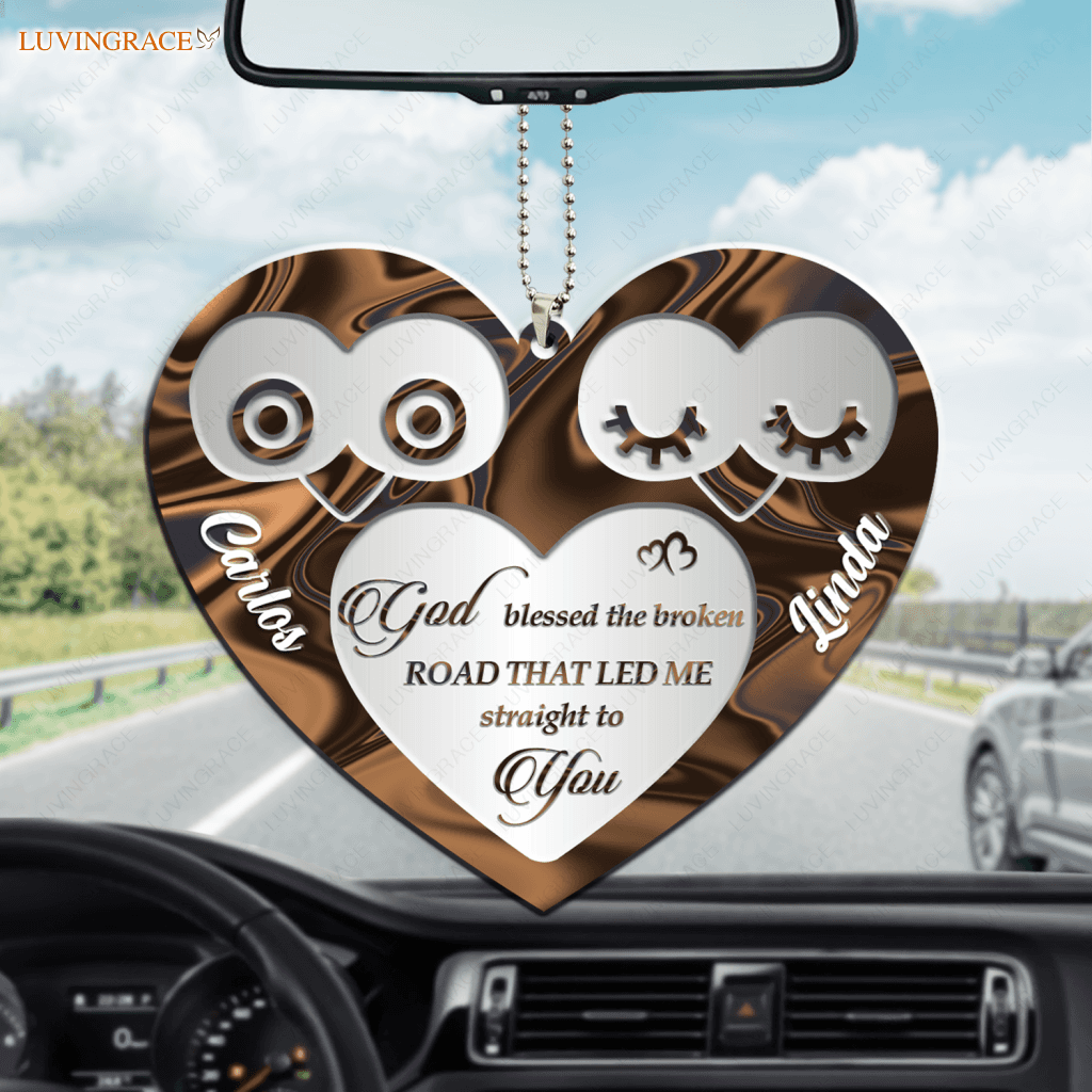 Owl Heart God Blessed Personalized Couple Ornament