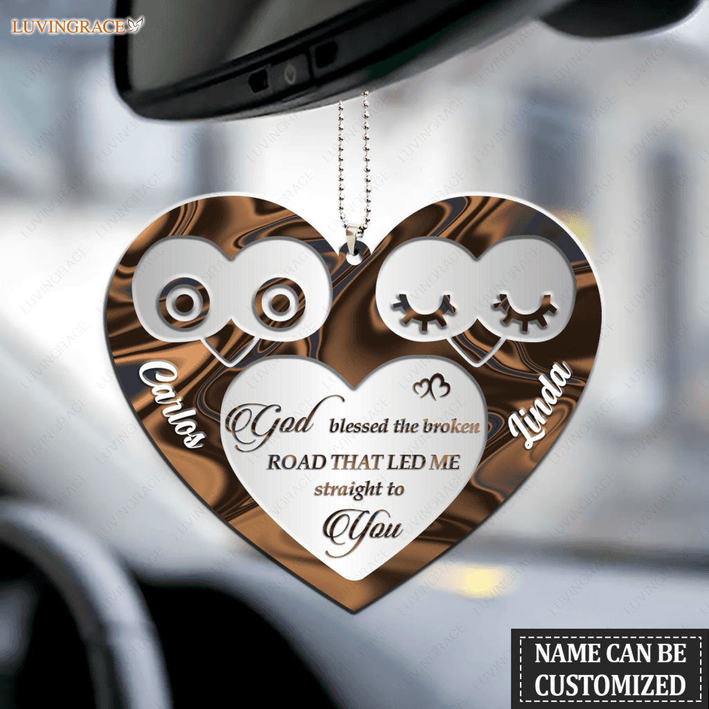 Owl Heart God Blessed Personalized Couple Ornament
