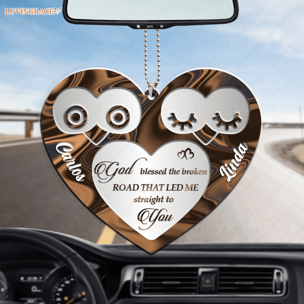Owl Heart God Blessed Personalized Couple Ornament