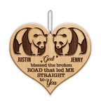 Panda Couple God Blessed Personalized Wood Engraved Ornaments