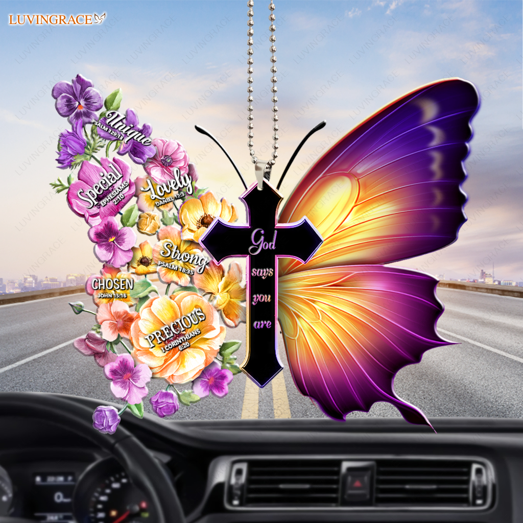 Pansies Butterfly God Says You Are Ornament