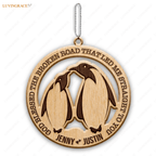 Penguin Couple God Blessed Personalized Wood Engraved Ornaments Wooden Ornament