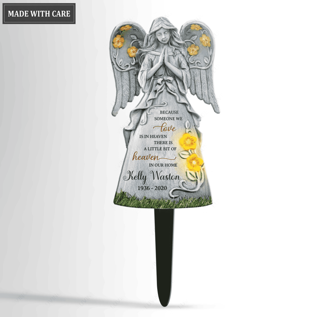 Personalized A Little Bit Of Heaven In Ourr Home Angel Plaque Stake