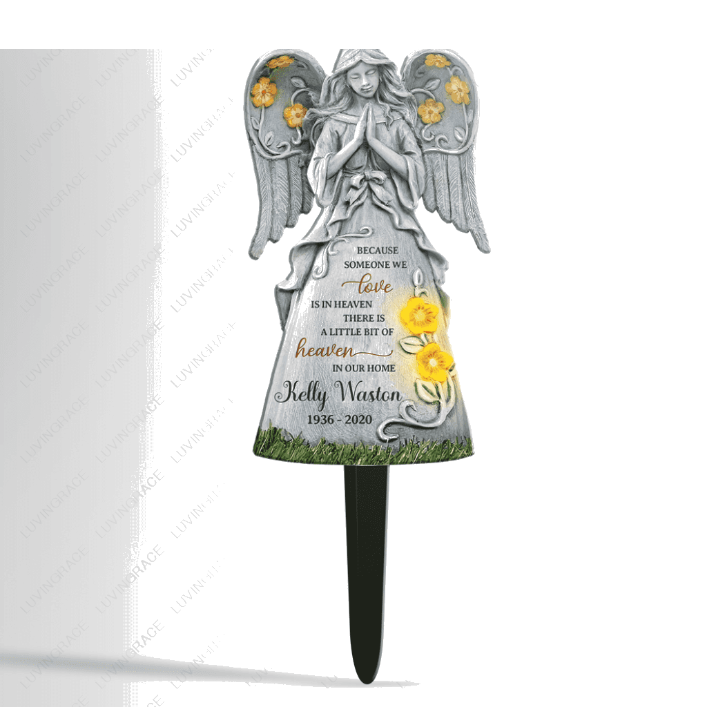 Personalized A Little Bit Of Heaven In Ourr Home Angel Plaque Stake