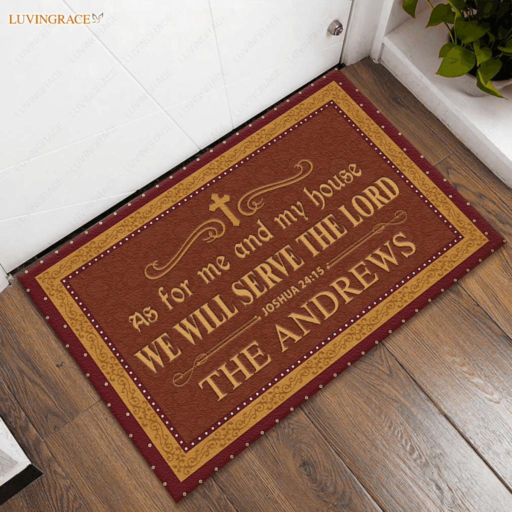 Personalized Abstract Flower Texture Dots Frame Serve The Lord Multifunctional Doormat