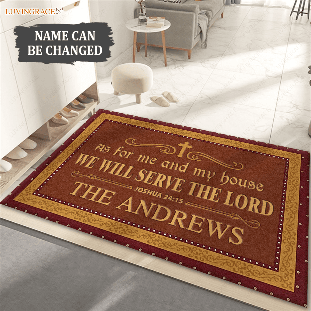 Personalized Abstract Flower Texture Dots Frame Serve The Lord Multifunctional Doormat