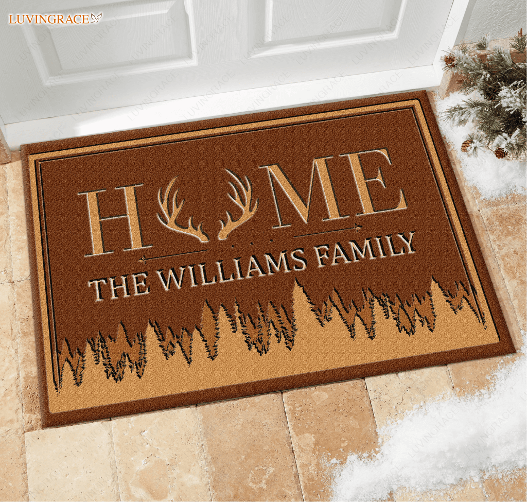 Personalized Antlers Deer Home Doormat