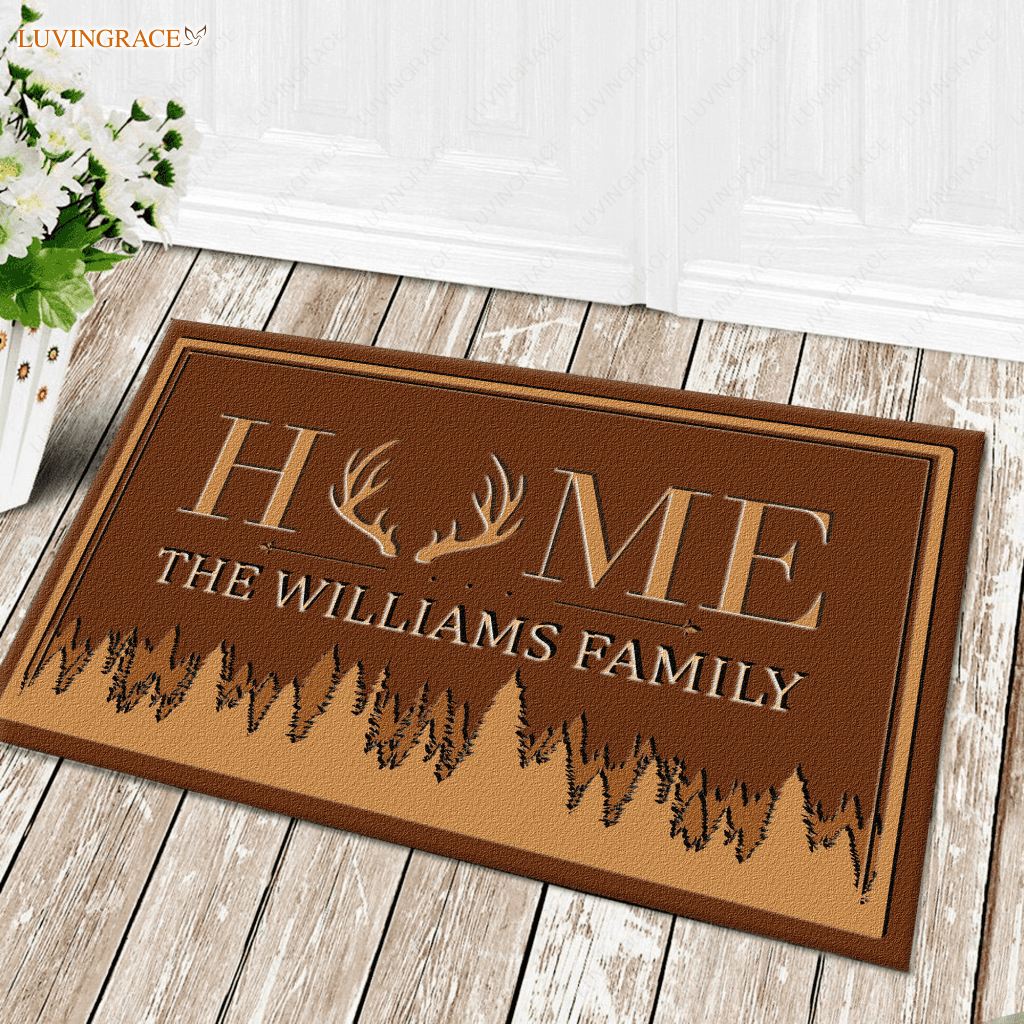 Personalized Antlers Deer Home Doormat