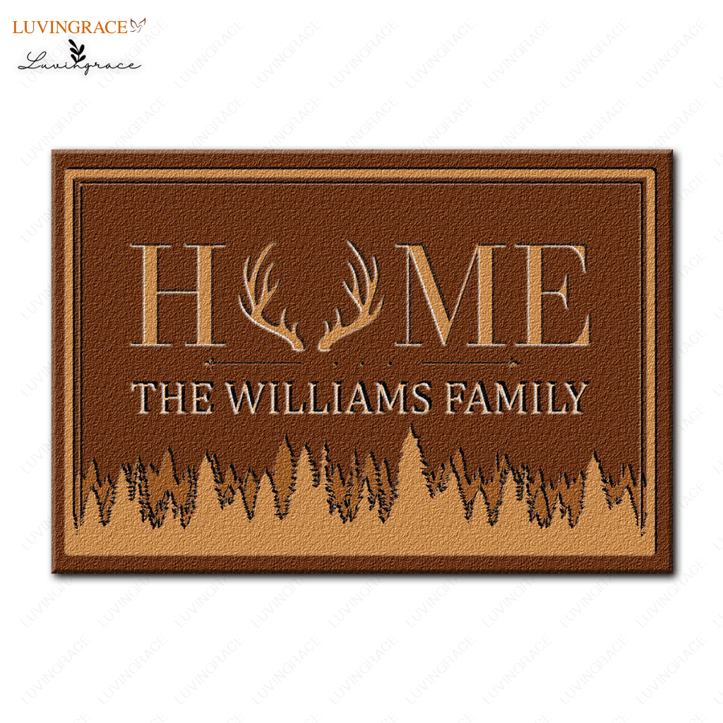 Personalized Antlers Deer Home Doormat
