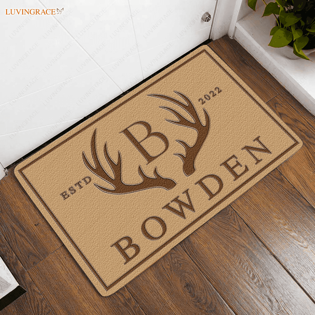 Personalized Antlers Deer Welcome Hunting Doormat