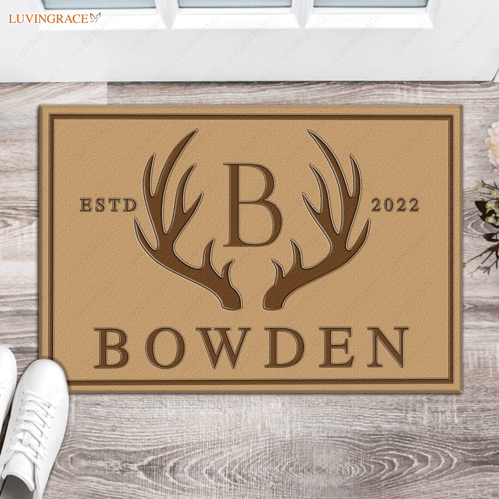 Personalized Antlers Deer Welcome Hunting Doormat