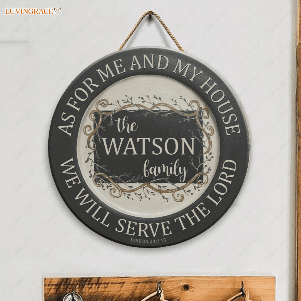 Personalized As For Me And My House Vintage Circle Sign Wood