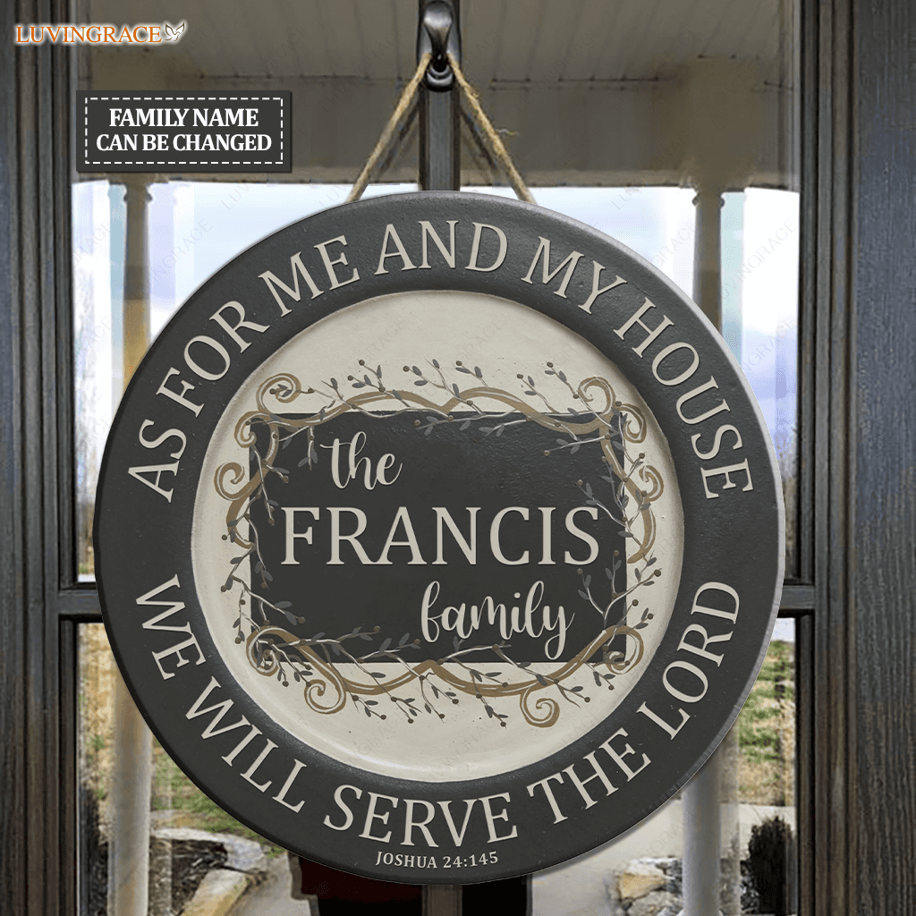 Personalized As For Me And My House Vintage Circle Sign Wood