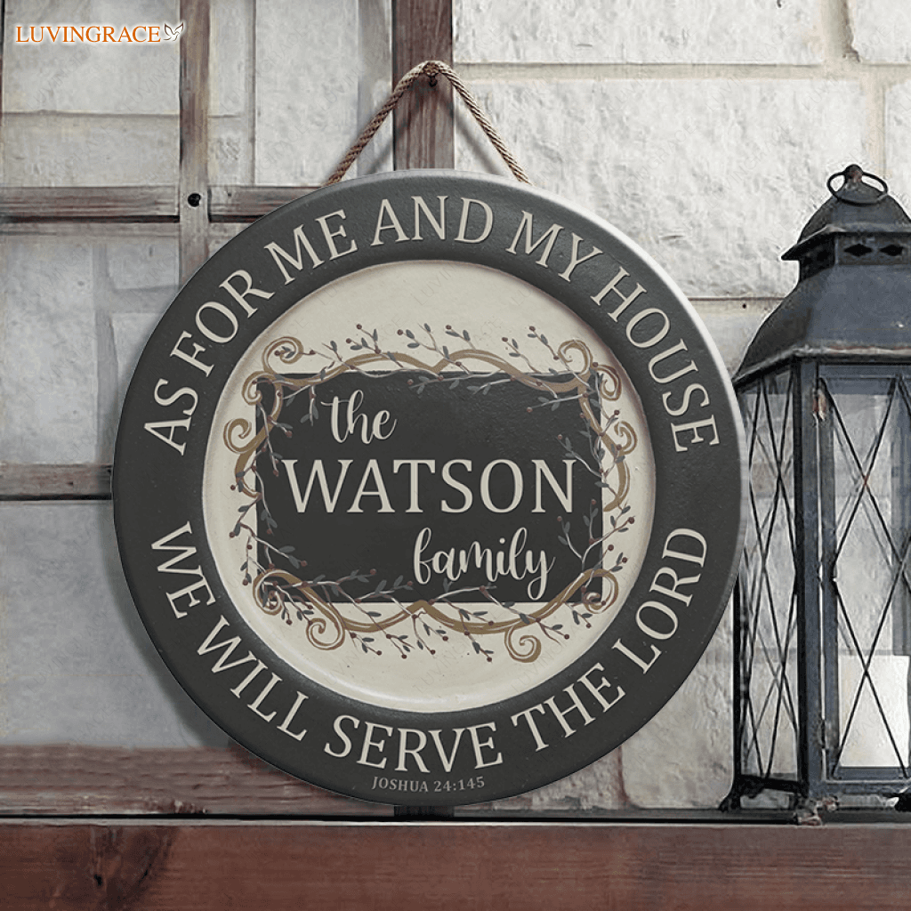 Personalized As For Me And My House Vintage Circle Sign Wood