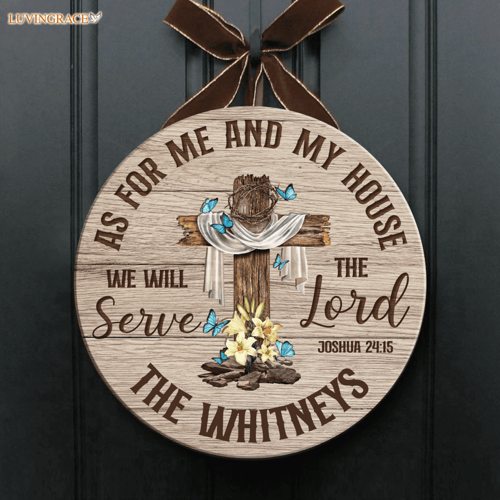 Personalized As For Our House Wood Circle Sign Tumbler