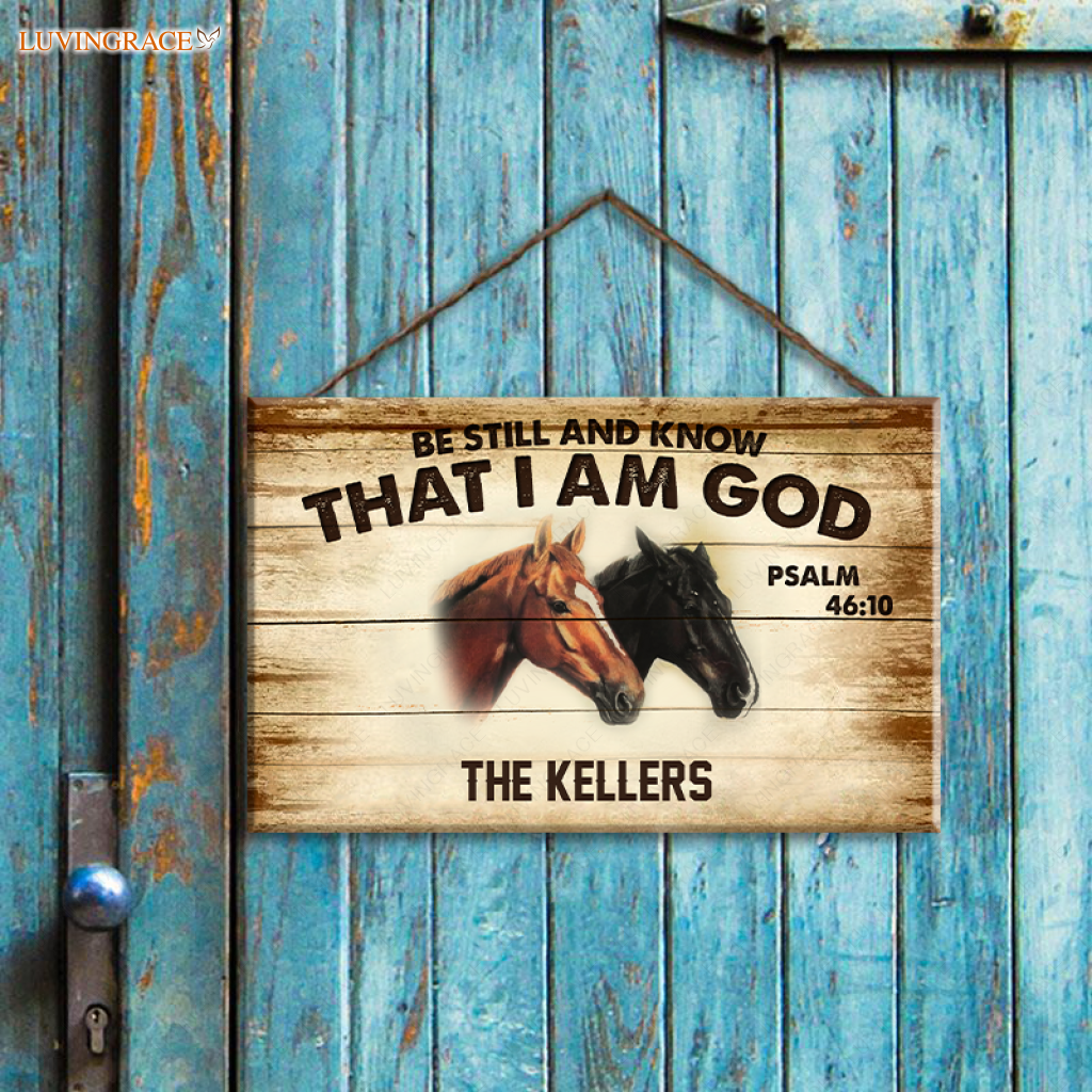 Personalized Be Still Horses Rectangle Wood Sign