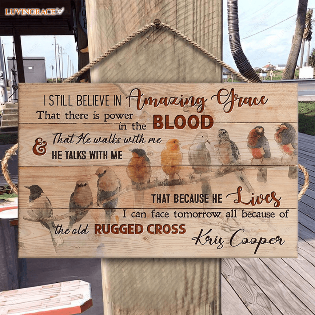 Personalized Birds On Branch Amazing Grace Wood Rectangle Sign