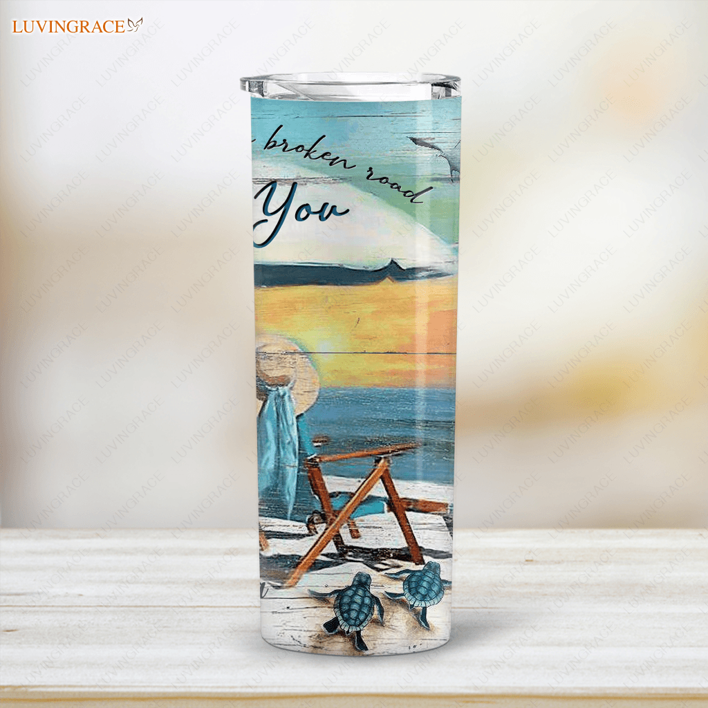 Personalized Blessed The Broken Road Skinny Tumbler