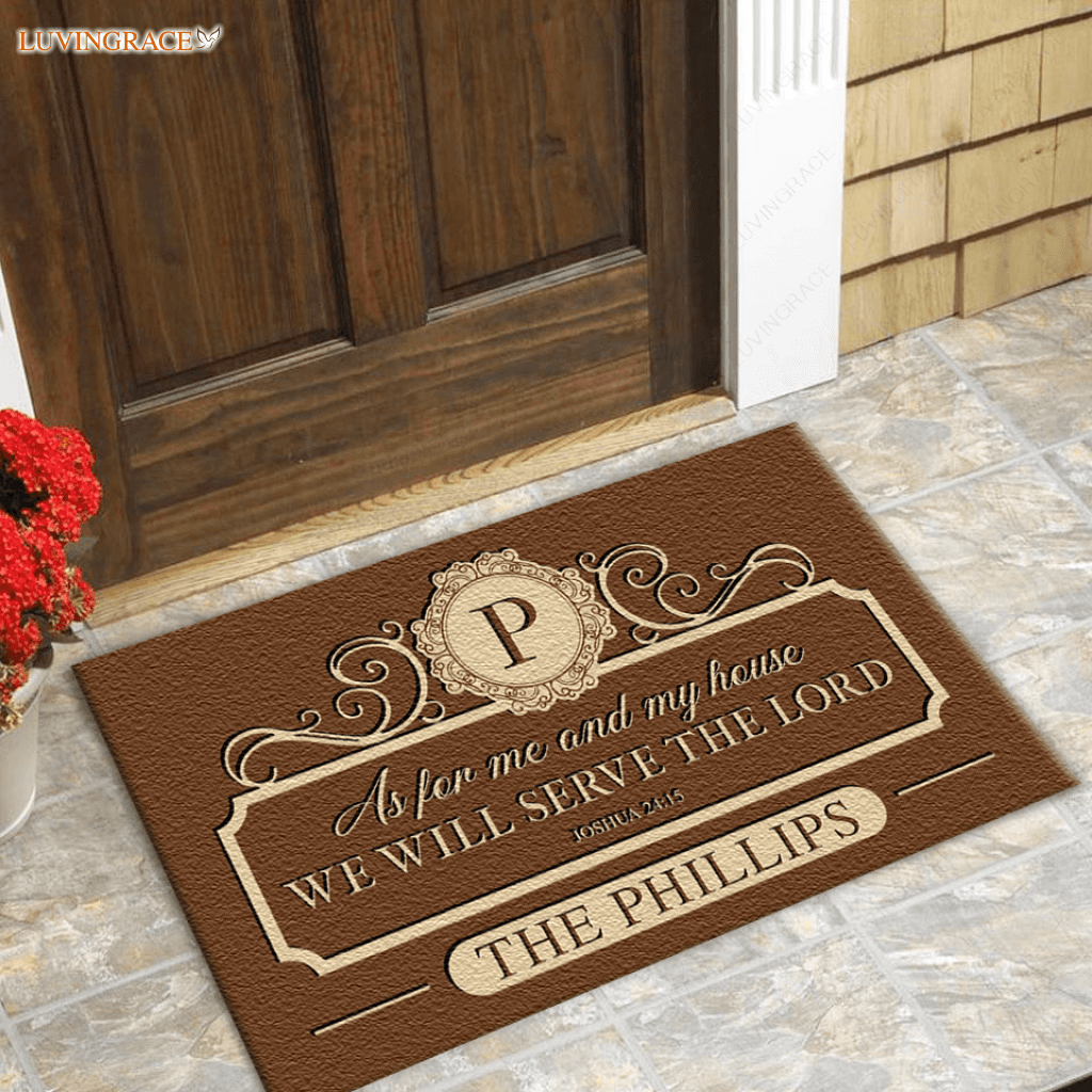 Personalized Brown Elegant Serve The Lord Doormat