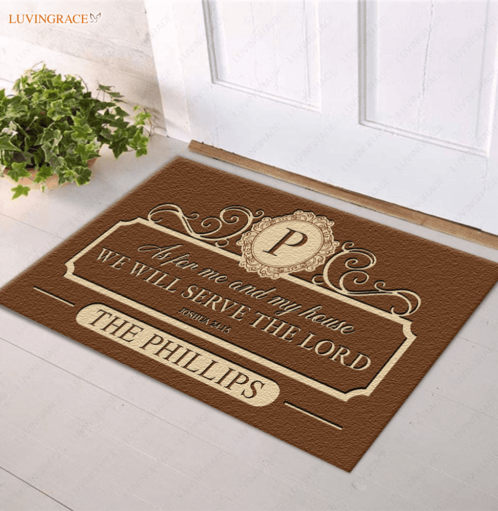 Personalized Brown Elegant Serve The Lord Doormat