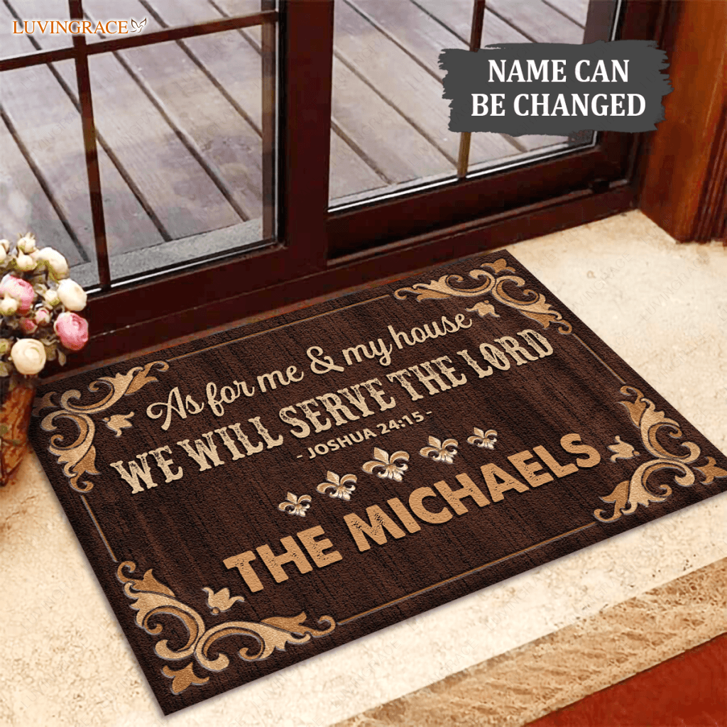 Personalized Brown Serve The Lord Indoor Oriental Area Doormat