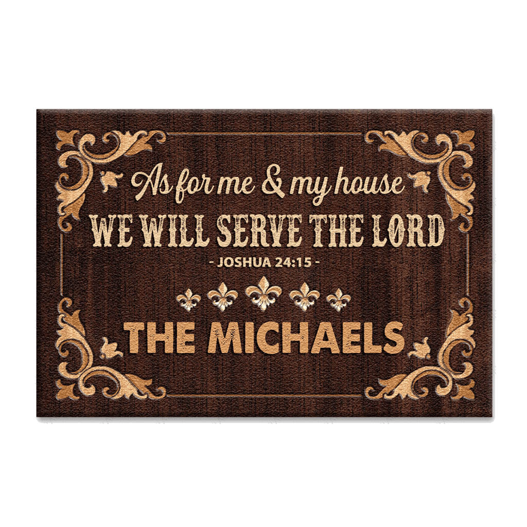 Personalized Brown Serve The Lord Indoor Oriental Area Doormat