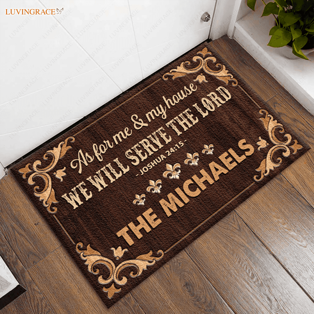 Personalized Brown Serve The Lord Indoor Oriental Area Doormat