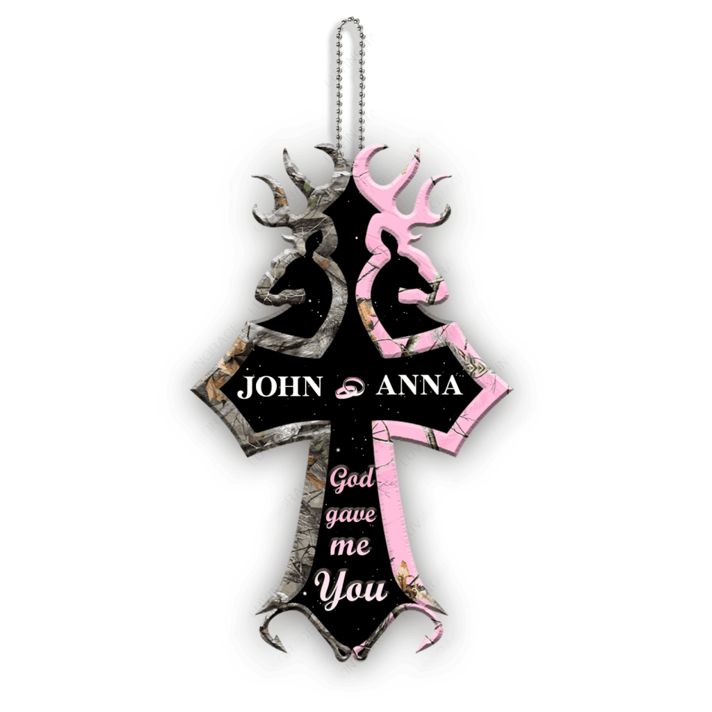 Personalized Buck And Doe Cross God Gave Me You Ornament