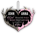 Personalized Buck And Doe Heart Antlers God Blessed Ornament