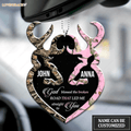 Personalized Buck And Doe Heart God Blessed Ornament
