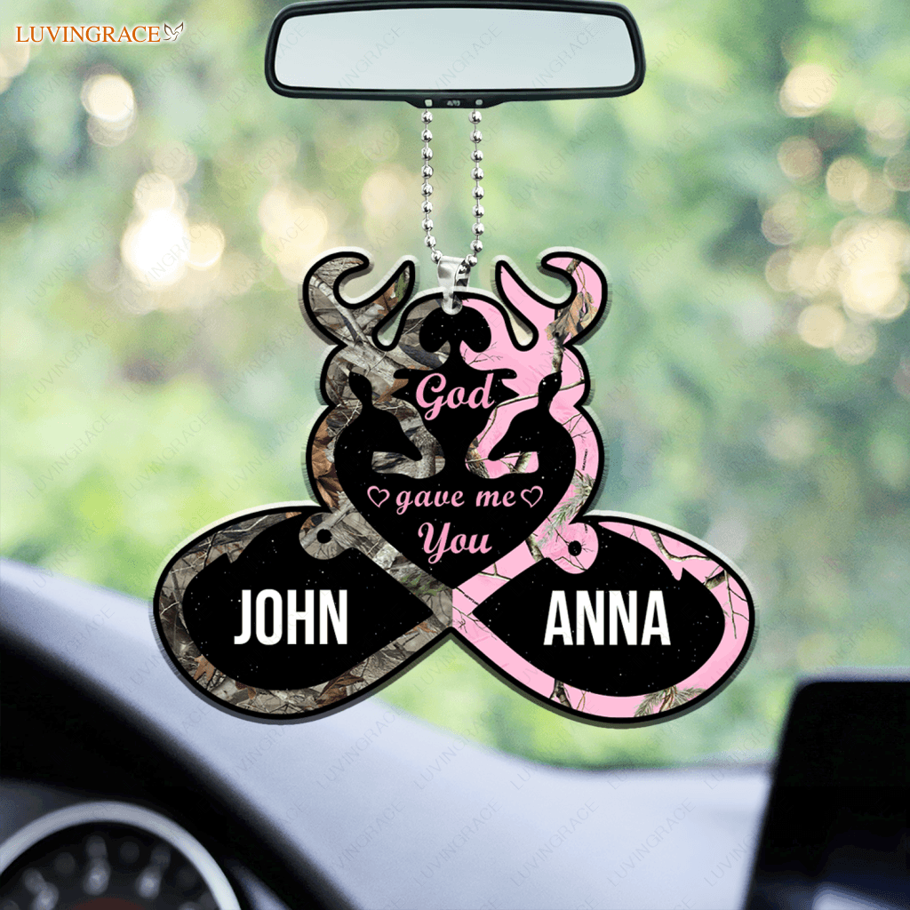 Personalized Buck And Doe Heart God Gave Me You Ornament