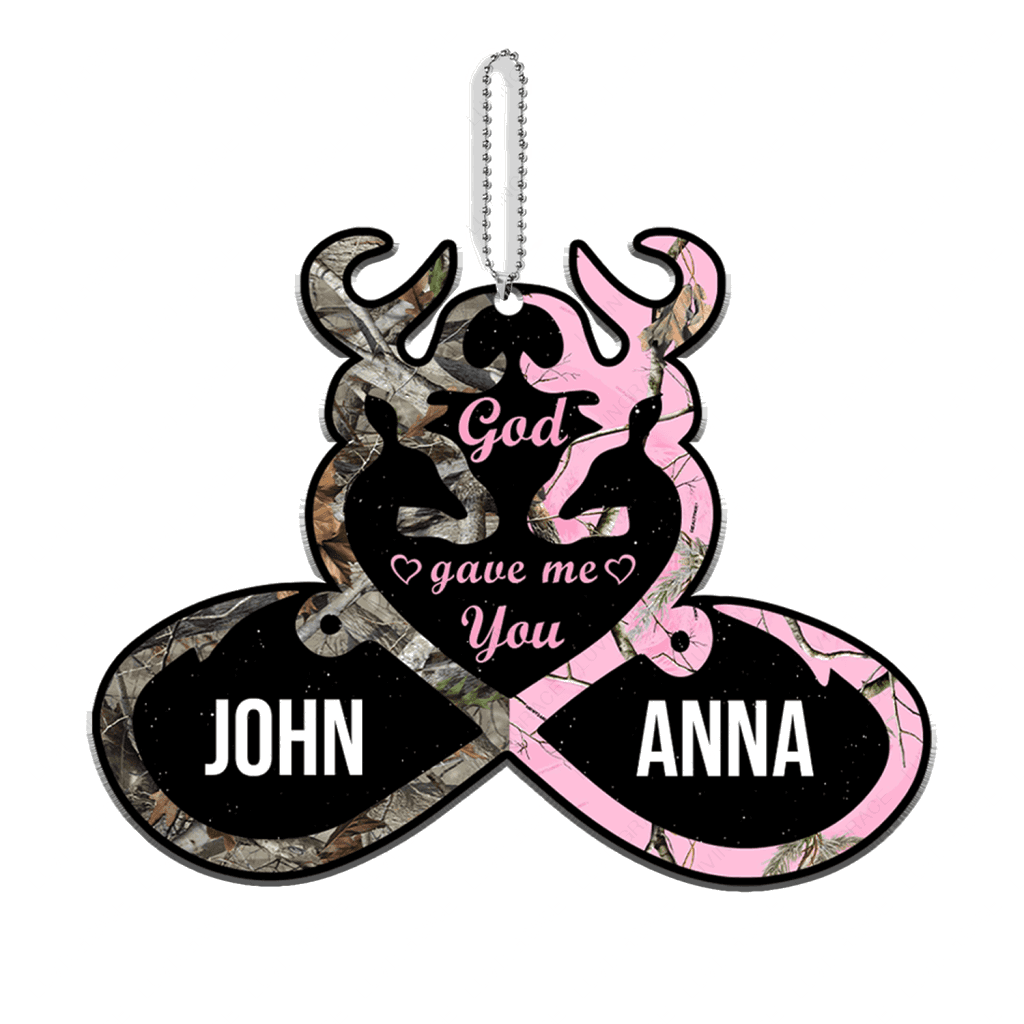Personalized Buck And Doe Heart God Gave Me You Ornament