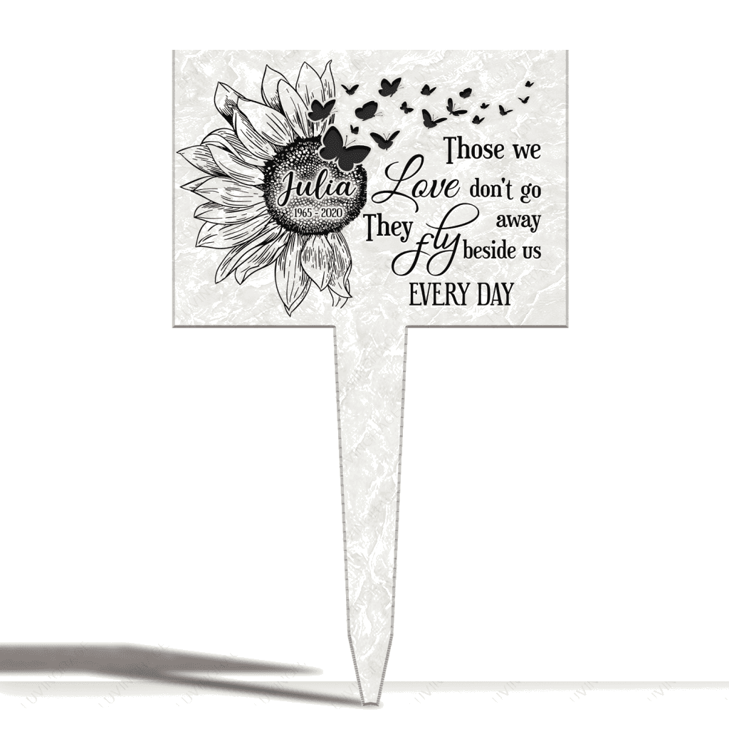 Personalized Butterflies Fly Beside Us Plaque Stake