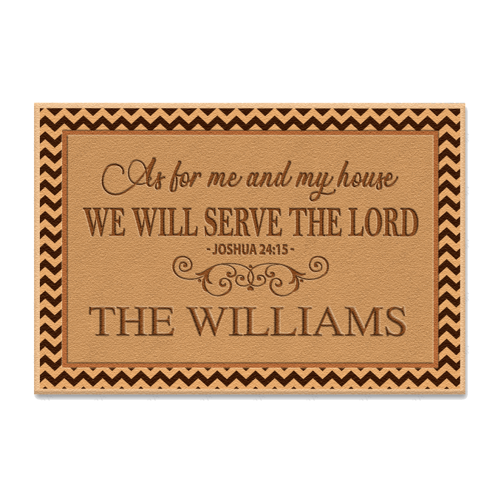 Personalized Chevron Monogram Serve The Lord Doormat