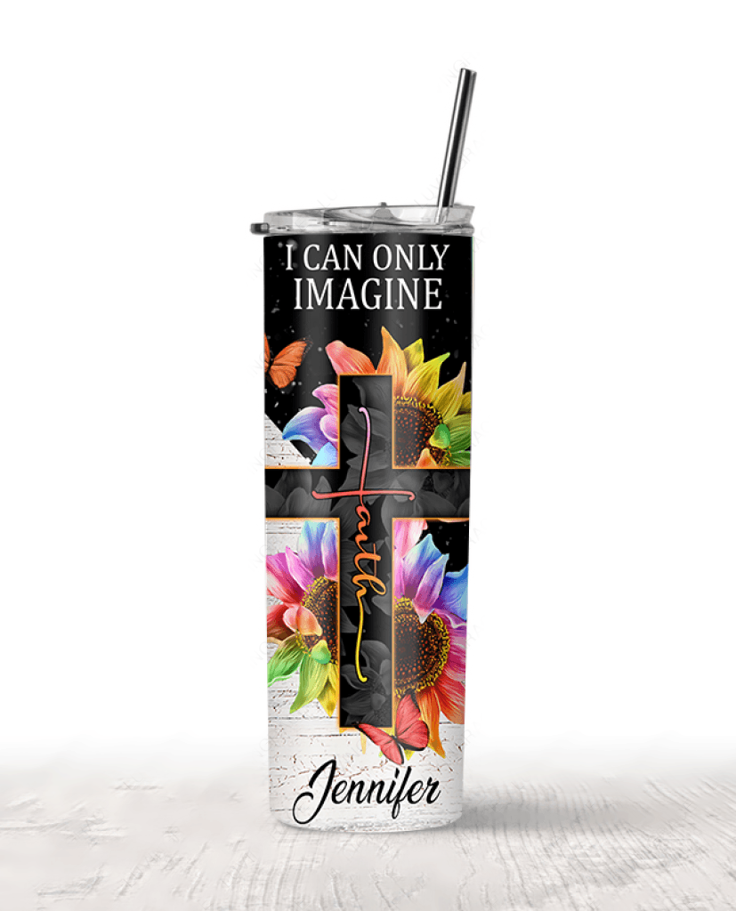 Personalized Colorful Sunflower Faith By Glory Skinny Tumbler