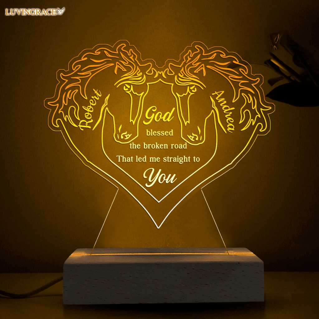 Personalized Couple Horse God Blessed Acrylic Seven Colors Night Light