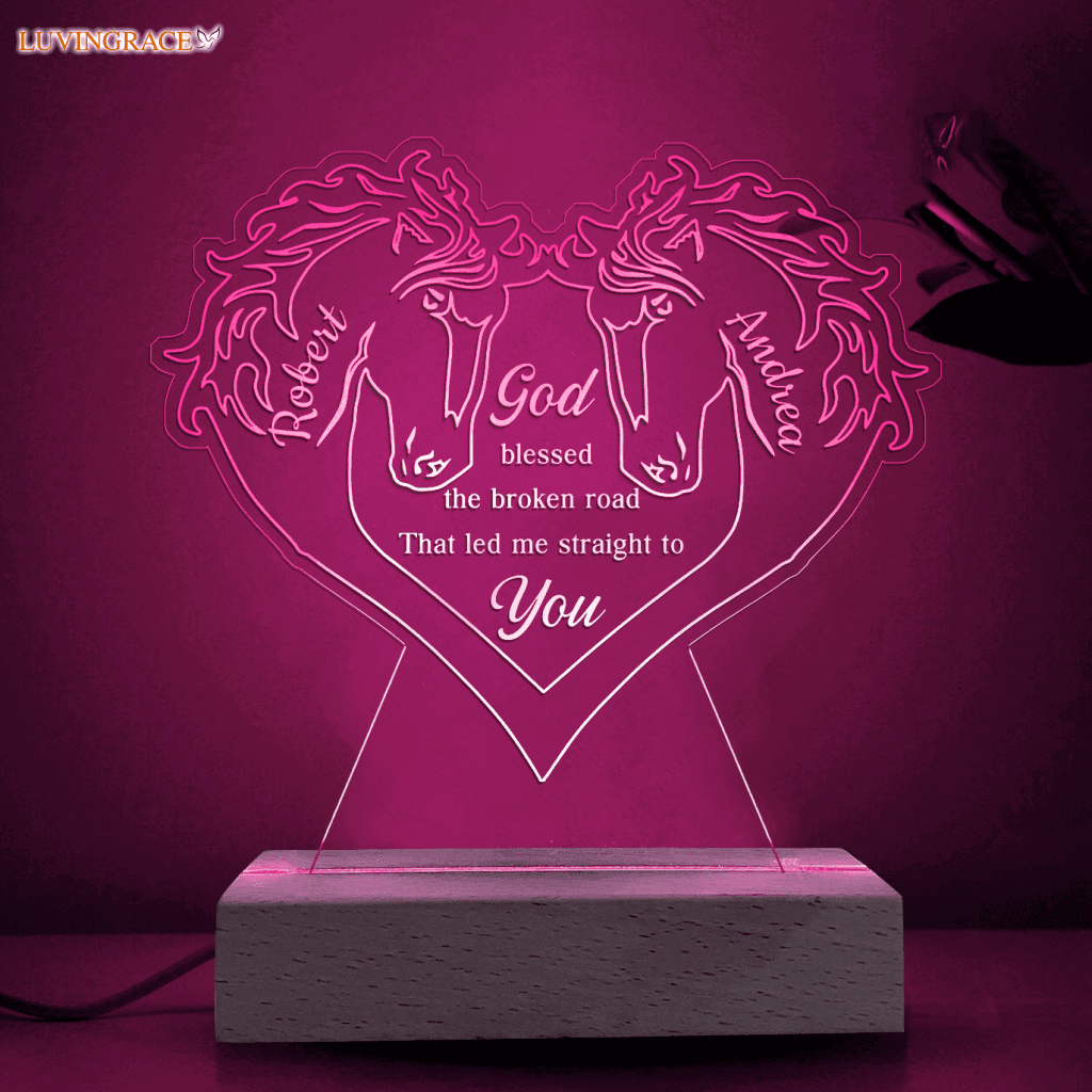 Personalized Couple Horse God Blessed Acrylic Seven Colors Night Light