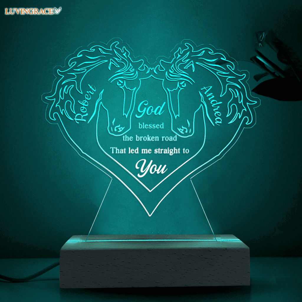 Personalized Couple Horse God Blessed Acrylic Seven Colors Night Light