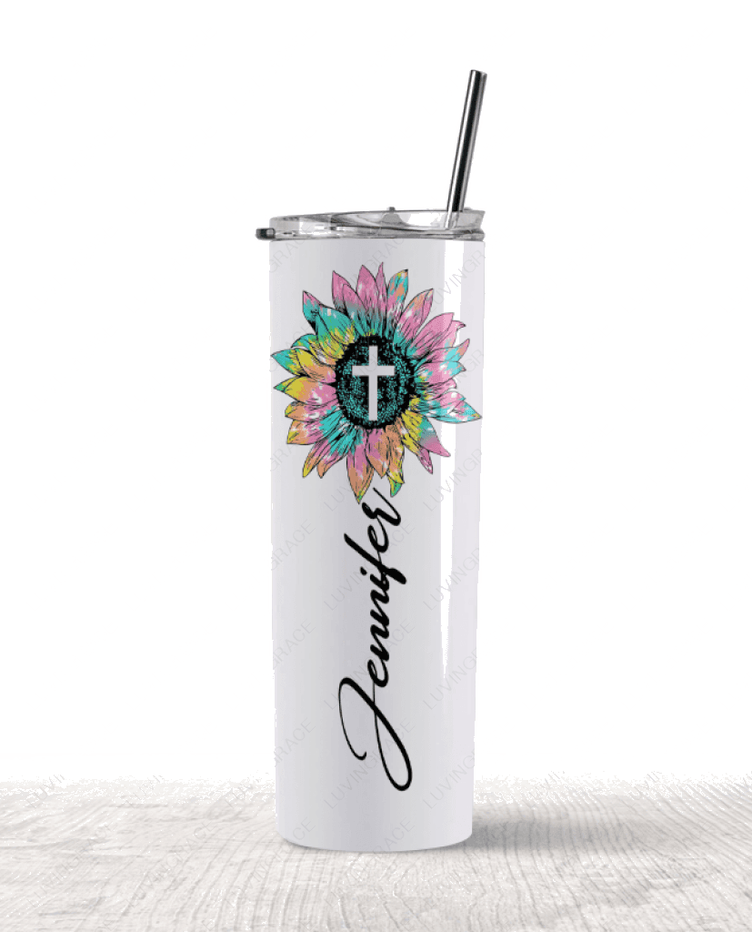 Personalized Covered by the blood of Jesus skinny tumbler
